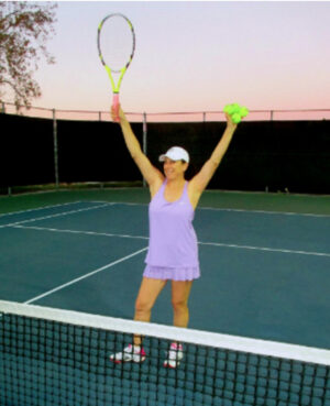 Testimonial for Irvine Spine & Sport Physical Therapy from Patient Lisa playing tennis